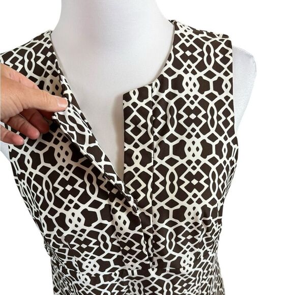 J. McLaughlin Brown and White Patterned Sleeveless Sheath Dress, Size L - Picture 2 of 9